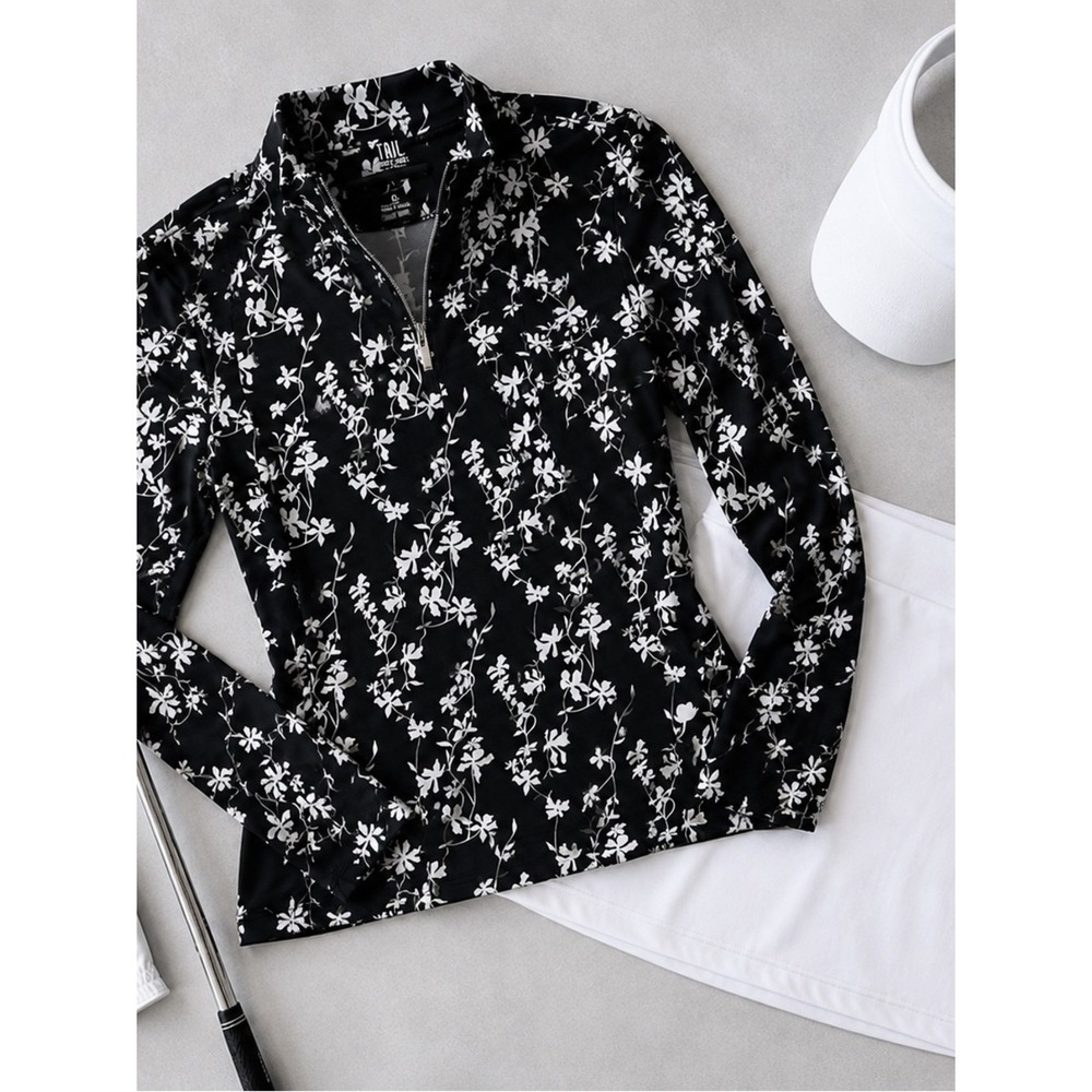 Tail Pullover Polyester Floral Quarter Zip Longsleeve Small Golf Top - Picture 13 of 13